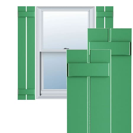 True Fit PVC, Two Board Spaced Board-n-Batten Shutters, Lilly Pads, 11 1/4W X 35H